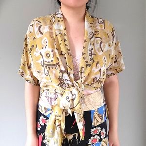 vintage floral print convertible chiffon cardigan